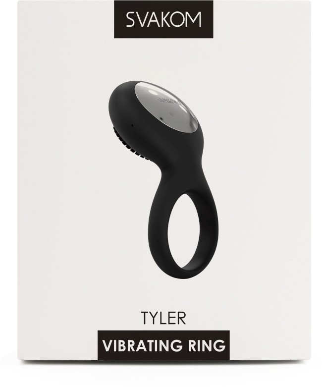 Чёрное перезаряжаемое эрекционное виброкольцо Tyler