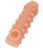Телесная закрытая насадка с шариками Cock Sleeve 010 Size S - 13,8 см.