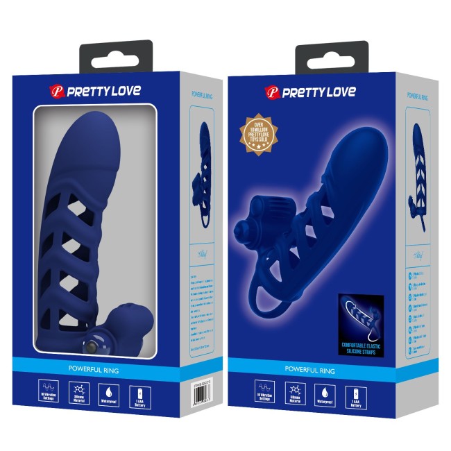 Синяя насадка на пенис Powerful Ring - 18,8 см. Синяя насадка на пенис Powerful Ring - 18,8 см.
