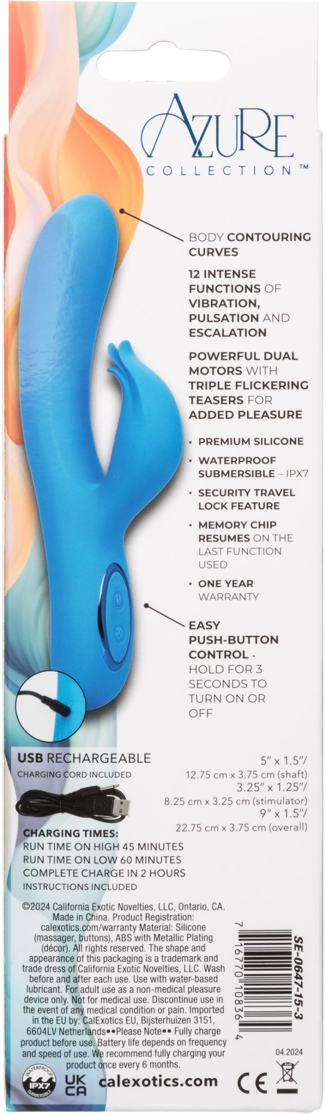 Голубой вибратор-кролик Flutter G - 22,7 см. Голубой вибратор-кролик Flutter G - 22,7 см.