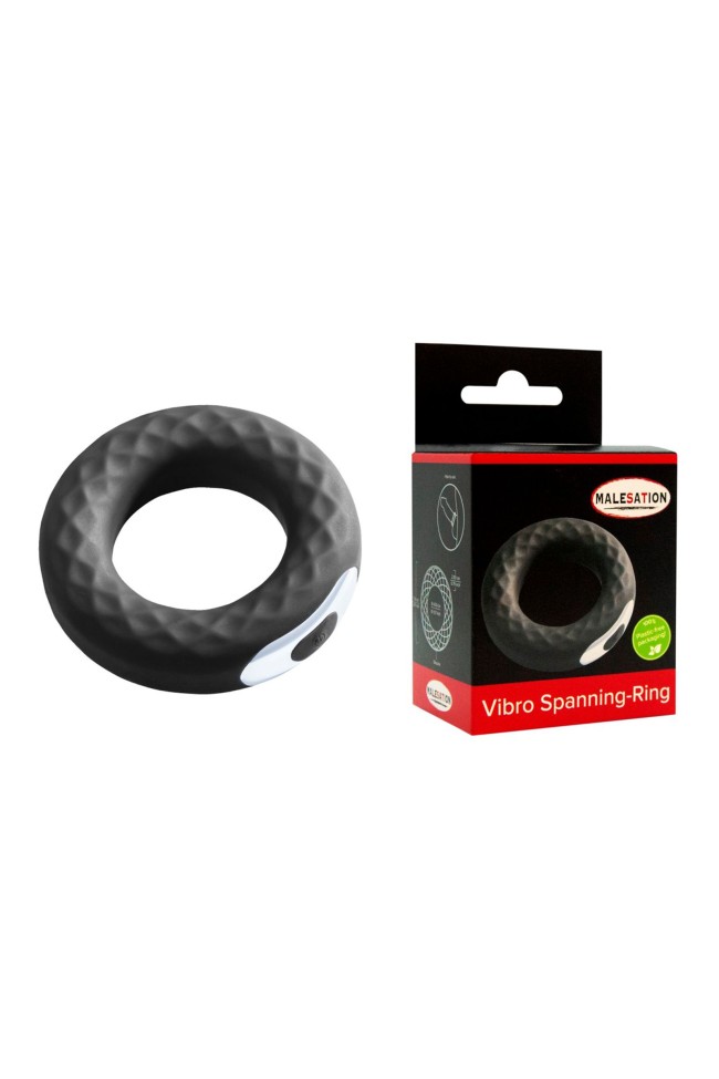 Черное эрекционное виброкольцо Vibro Spanning Черное эрекционное виброкольцо Vibro Spanning