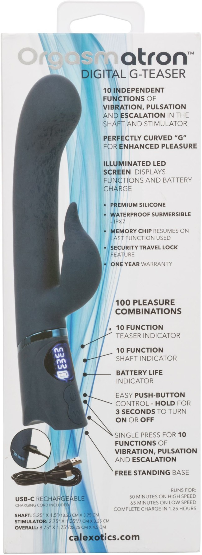 Синий вибратор-кролик Orgasmatron Digital G-Teaser - 22,2 см. Синий вибратор-кролик Orgasmatron Digital G-Teaser - 22,2 см.