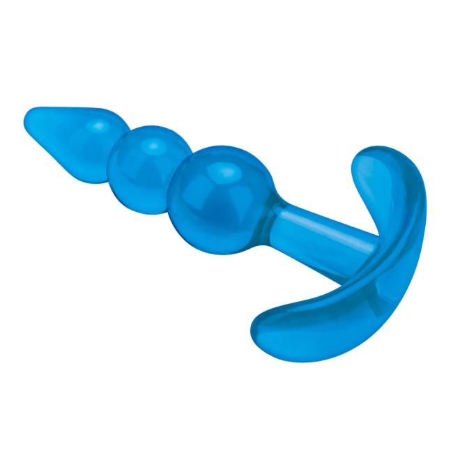 Голубой анальный плаг Beginners Beaded Plug - 9,5 см. Голубой анальный плаг Beginners Beaded Plug - 9,5 см.