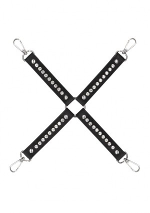 Черный крестообразный фиксатор Diamond Studded Hogtie