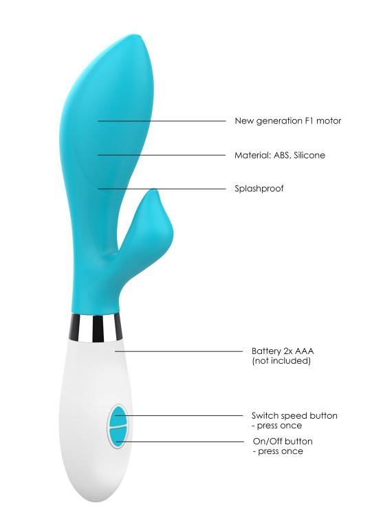 Бирюзовый вибратор-кролик Achelois - 21,8 см. Бирюзовый вибратор-кролик Achelois - 21,8 см.