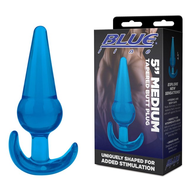 Голубая анальная пробка конической формы Medium Tapered Butt Plug - 12,7 см. Голубая анальная пробка конической формы Medium Tapered Butt Plug - 12,7 см.