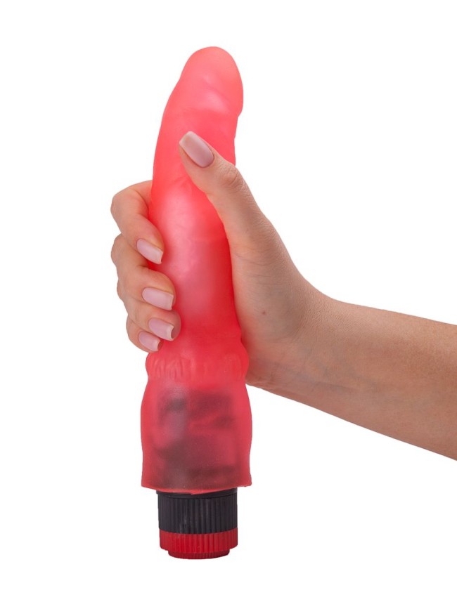 Розовый гелевый вибромассажёр - 19,3 см. Розовый гелевый вибромассажёр - 19,3 см.