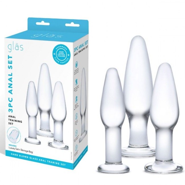 Набор из 3 стеклянных анальных пробок разного размера Набор из 3 стеклянных анальных пробок разного размера