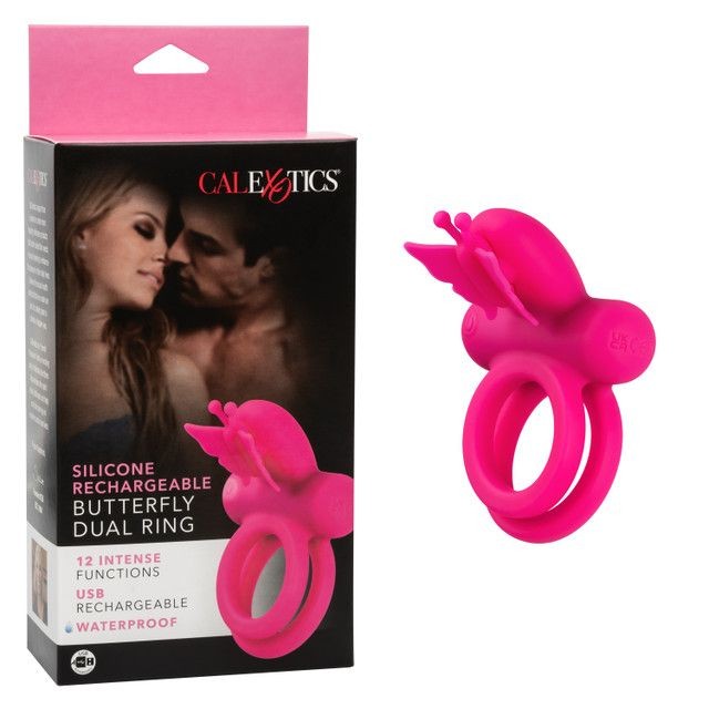 Розовое эрекционное виброкольцо Silicone Rechargeable Dual Butterfly Ring Розовое эрекционное виброкольцо Silicone Rechargeable Dual Butterfly Ring