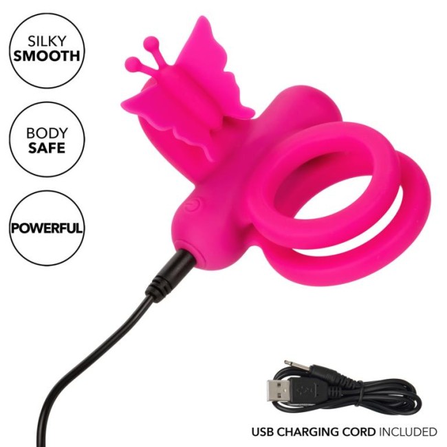 Розовое эрекционное виброкольцо Silicone Rechargeable Dual Butterfly Ring Розовое эрекционное виброкольцо Silicone Rechargeable Dual Butterfly Ring