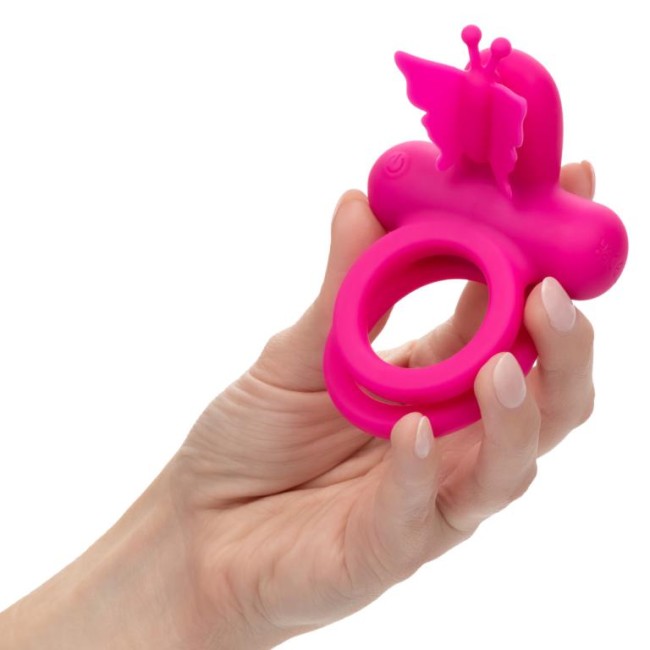 Розовое эрекционное виброкольцо Silicone Rechargeable Dual Butterfly Ring Розовое эрекционное виброкольцо Silicone Rechargeable Dual Butterfly Ring