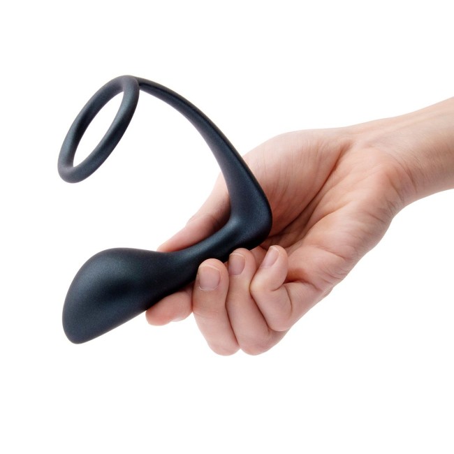 Черное эрекционное кольцо со стимулятором простаты Ringer Cock Ring Plug Черное эрекционное кольцо со стимулятором простаты Ringer Cock Ring Plug