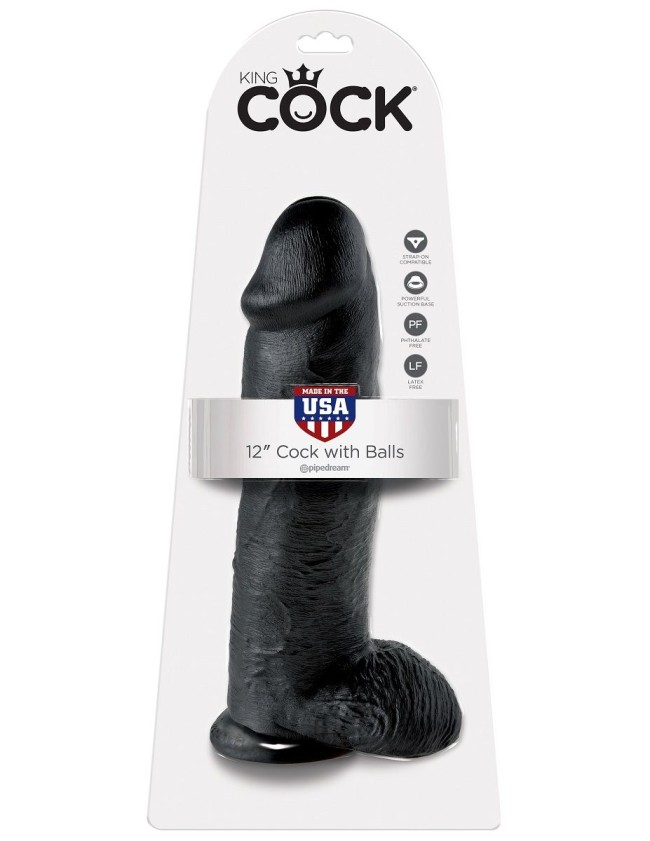 Чёрный фаллоимитатор-гигант 12 Cock with Balls - 30,5 см. Чёрный фаллоимитатор-гигант 12 Cock with Balls - 30,5 см.