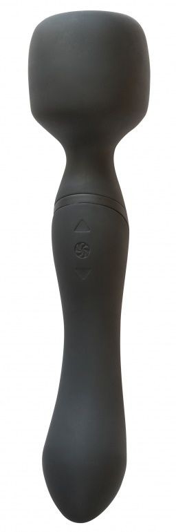 Черный двусторонний вибромассажер Heating Wand с нагревом - 22 см. Черный двусторонний вибромассажер Heating Wand с нагревом - 22 см.