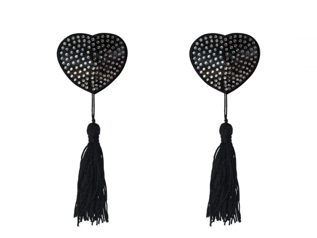 Черные пэстисы-сердечки Evans с кисточками и стразами Черные пэстисы-сердечки Evans с кисточками и стразами