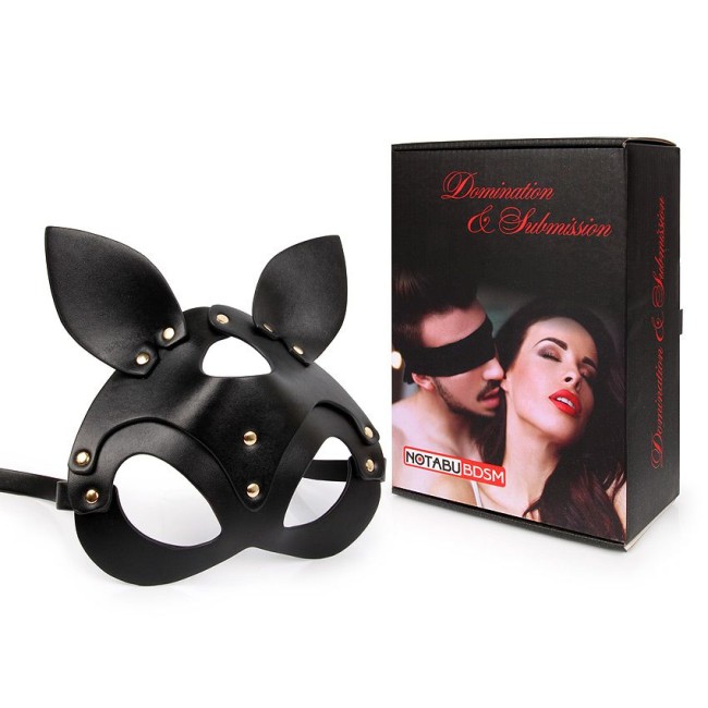 Черная маска с ушками и заклепками Черная маска с ушками и заклепками