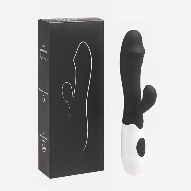Черный вибратор-кролик WOW + 3 лубриканта в подарок Черный вибратор-кролик WOW + 3 лубриканта в подарок