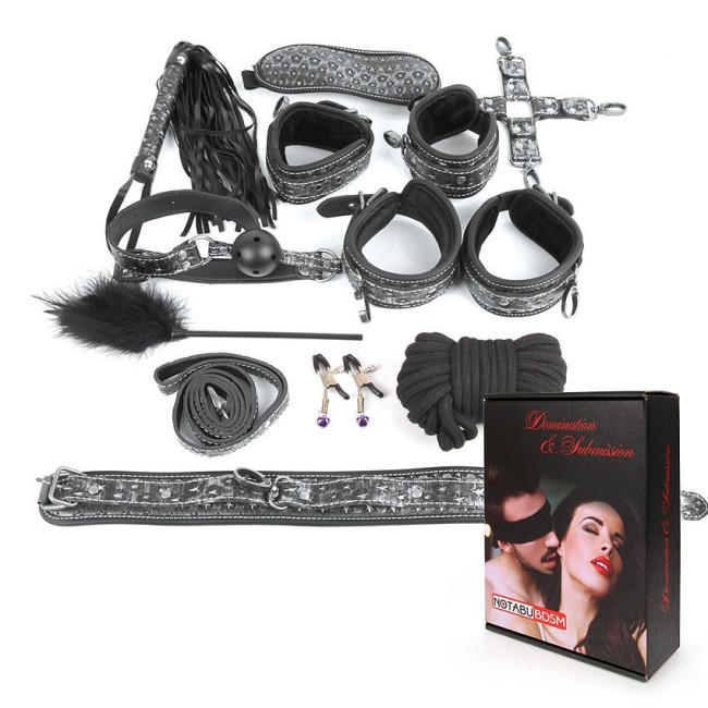 Чёрно-серебристый набор БДСМ Чёрно-серебристый набор БДСМ