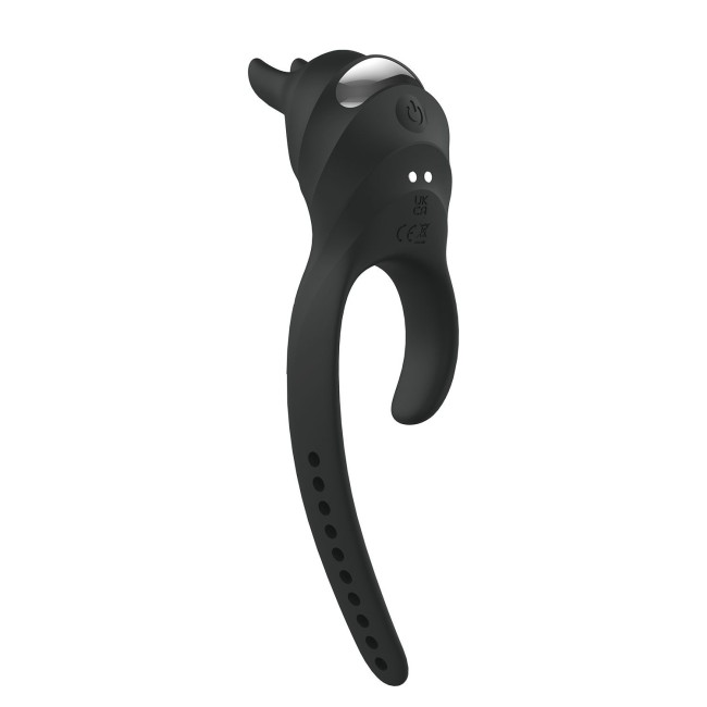 Черное эрекционное кольцо Usagi с ушками и пультом ДУ Черное эрекционное кольцо Usagi с ушками и пультом ДУ