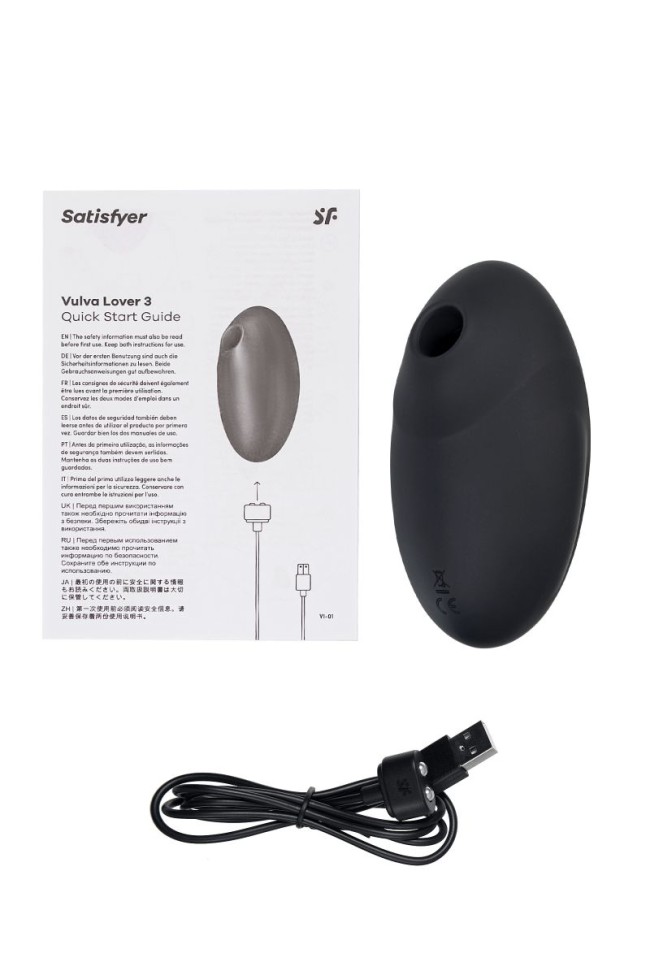 Черный вакуум-волновой стимулятор с вибрацией Vulva Lover 3 Черный вакуум-волновой стимулятор с вибрацией Vulva Lover 3