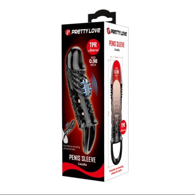 Черная насадка с вибрацией Cecelia - 18,5 см. Черная насадка с вибрацией Cecelia - 18,5 см.