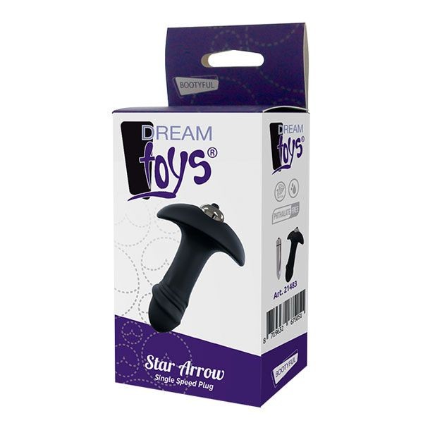 Черный анальный вибромассажер STAR ARROW - 11 см. Черный анальный вибромассажер STAR ARROW - 11 см.