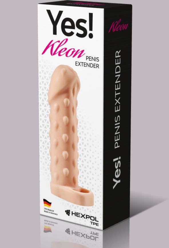 Телесная насадка-удлинитель с пупырышками Kleon - 15 см. Телесная насадка-удлинитель с пупырышками Kleon - 15 см.