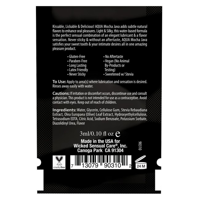 Лубрикант со вкусом кофе мокко Wicked Aqua Mocha Java - 3 мл. Лубрикант со вкусом кофе мокко Wicked Aqua Mocha Java - 3 мл.