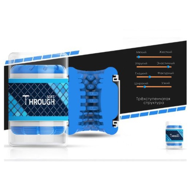 Синий сквозной мастурбатор Through SOFT Синий сквозной мастурбатор Through SOFT