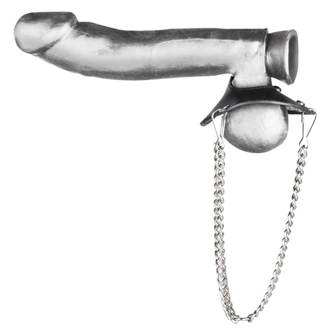 Утяжка для мошонки из искусственной кожи с цепочками PARACHUTE BALL STRETCHER Утяжка для мошонки из искусственной кожи с цепочками PARACHUTE BALL STRETCHER