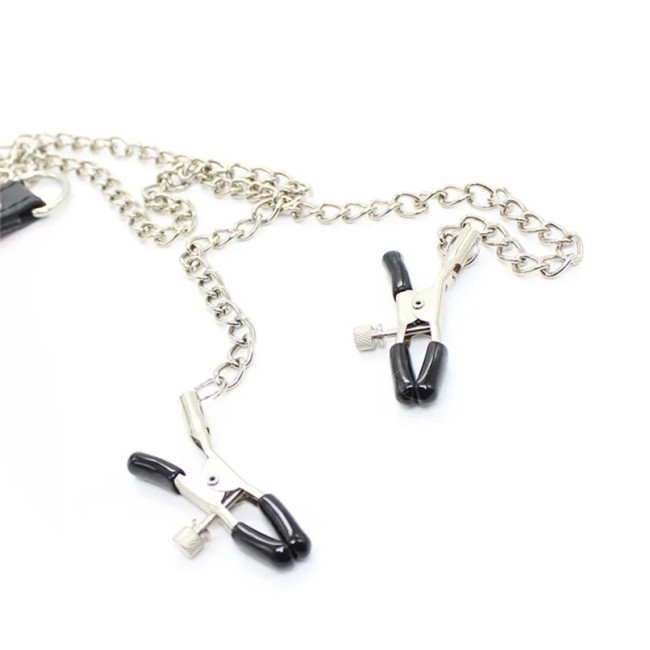 Зажимы для сосков с ремешком и кольцом для пениса Зажимы для сосков с ремешком и кольцом для пениса