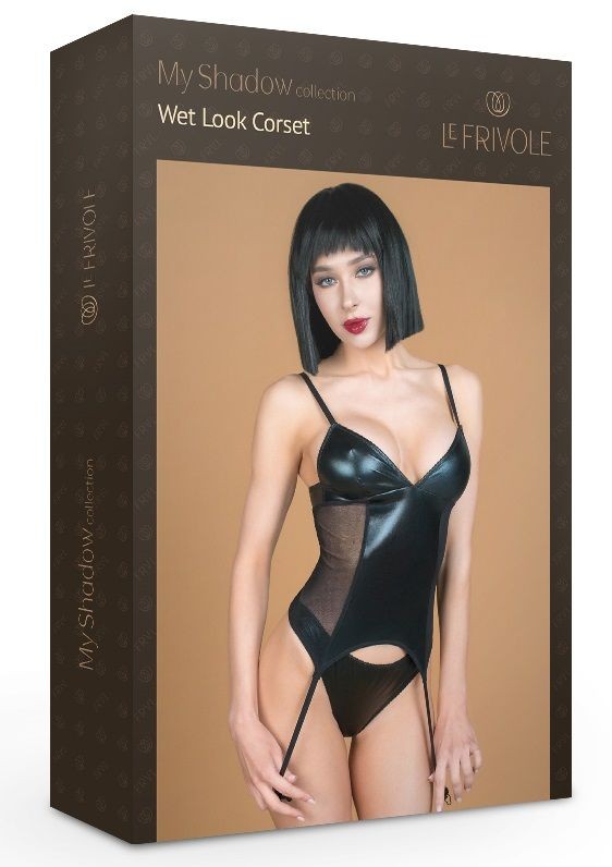 Эффектный корсаж с трусиками из материала wet look Эффектный корсаж с трусиками из материала wet look