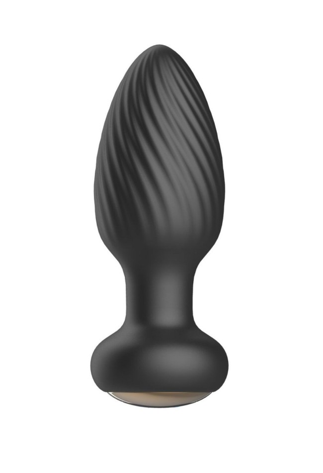 Черная анальная вибропробка с вращением и пультом ДУ - 9,8 см. Черная анальная вибропробка с вращением и пультом ДУ - 9,8 см.