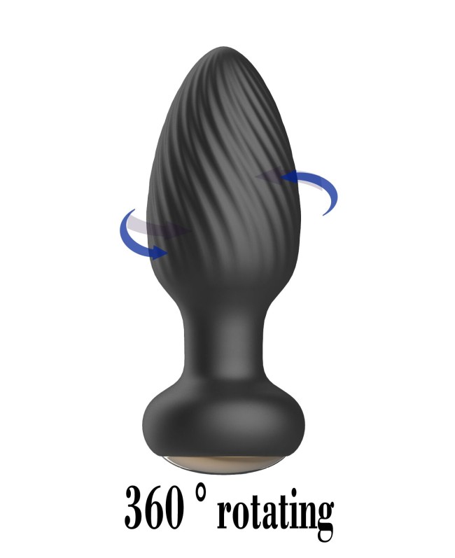 Черная анальная вибропробка с вращением и пультом ДУ - 9,8 см. Черная анальная вибропробка с вращением и пультом ДУ - 9,8 см.