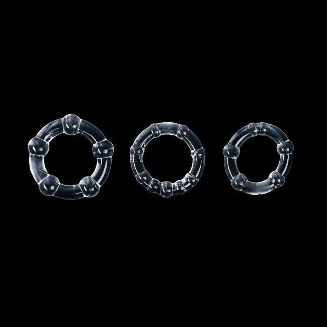 Набор из 3 прозрачных рельефных эрекционных колец Набор из 3 прозрачных рельефных эрекционных колец