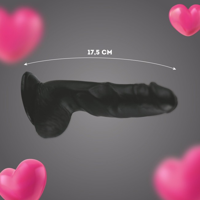 Черный реалистичный фаллоимитатор на подошве-присоске - 17,5 см. Черный реалистичный фаллоимитатор на подошве-присоске - 17,5 см.
