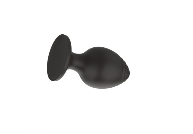 Черная малая силиконовая анальная пробка с ребрышками на кончике Черная малая силиконовая анальная пробка с ребрышками на кончике