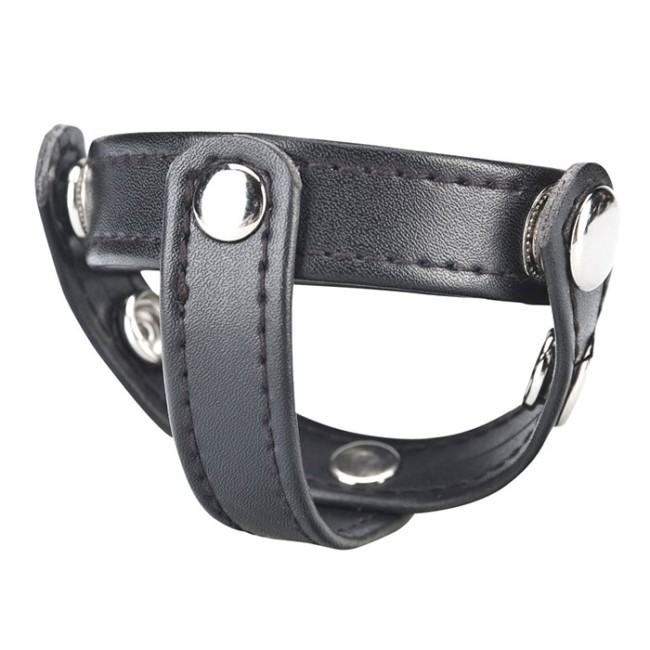 Кольцо на пенис с разделителем мошонки из искусственной кожи на клепках T-STYLE COCK RING Кольцо на пенис с разделителем мошонки из искусственной кожи на клепках T-STYLE COCK RING