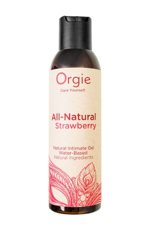Интимный гель на водной основе All-Natural Strawberry с ароматом клубники - 150 мл.