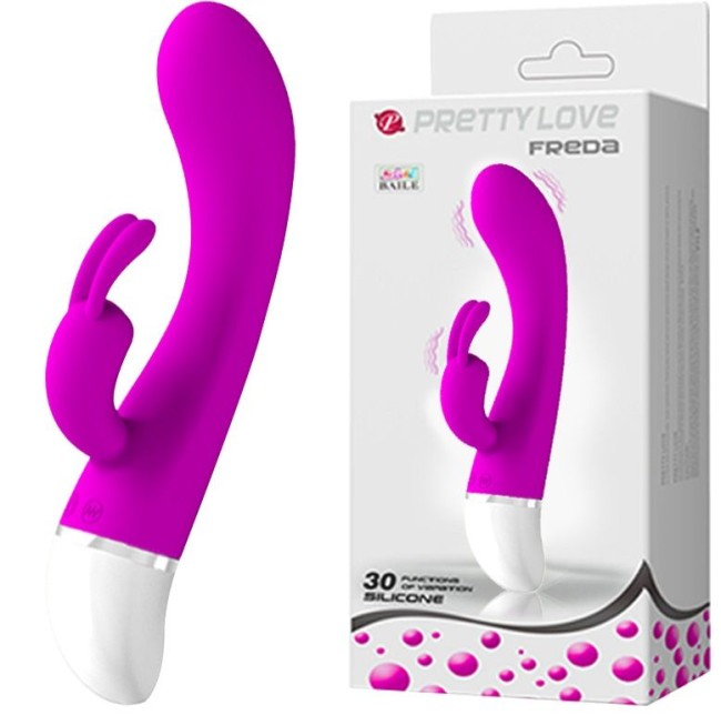 Лиловый G-вибратор Freda с зайчиком - 18,9 см. Лиловый G-вибратор Freda с зайчиком - 18,9 см.