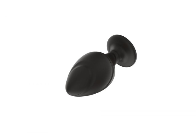 Черная малая силиконовая анальная пробка с ложбинками по диагонали Черная малая силиконовая анальная пробка с ложбинками по диагонали