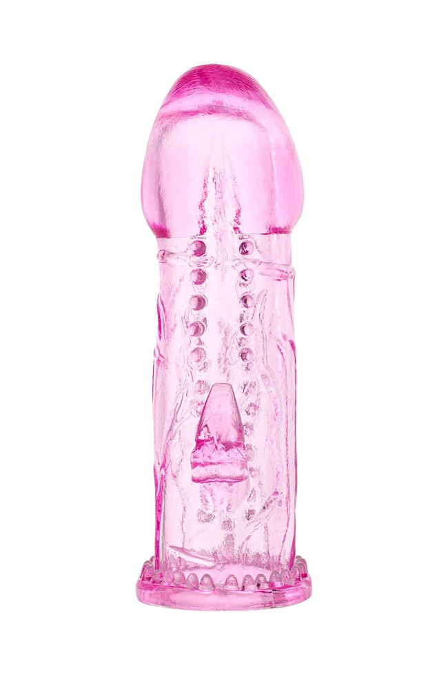 Розовая насадка на пенис с шипиками и коготком - 13,5 см. Розовая насадка на пенис с шипиками и коготком - 13,5 см.