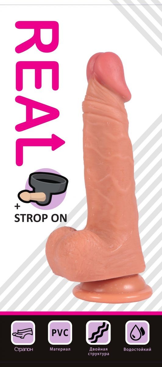Телесный реалистичный фаллоимитатор REAL с трусиками для страпона - 19,5 см. Телесный реалистичный фаллоимитатор REAL с трусиками для страпона - 19,5 см.