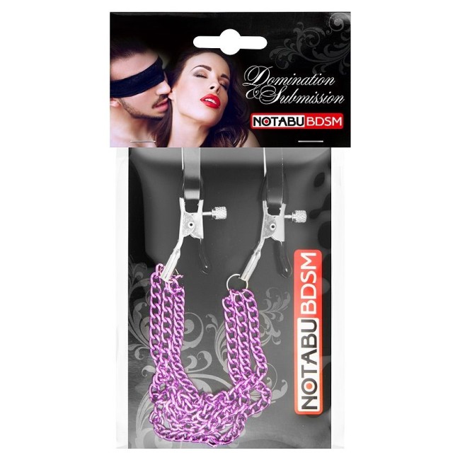 Оригинальные зажимы на соски с тройной розовой цепочкой Оригинальные зажимы на соски с тройной розовой цепочкой