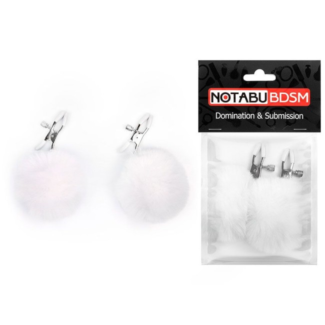 Зажимы для сосков с белым пушком Зажимы для сосков с белым пушком