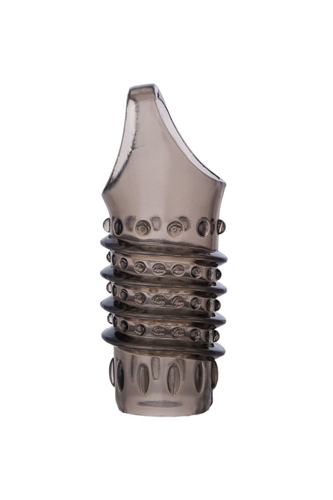 Открытая дымчатая насадка с точками и рёбрами ToyFa XLover - 11,5 см. Открытая дымчатая насадка с точками и рёбрами ToyFa XLover - 11,5 см.