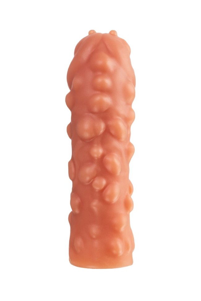 Телесная, покрытая пузырьками насадка на член - 16,5 см. Телесная, покрытая пузырьками насадка на член - 16,5 см.