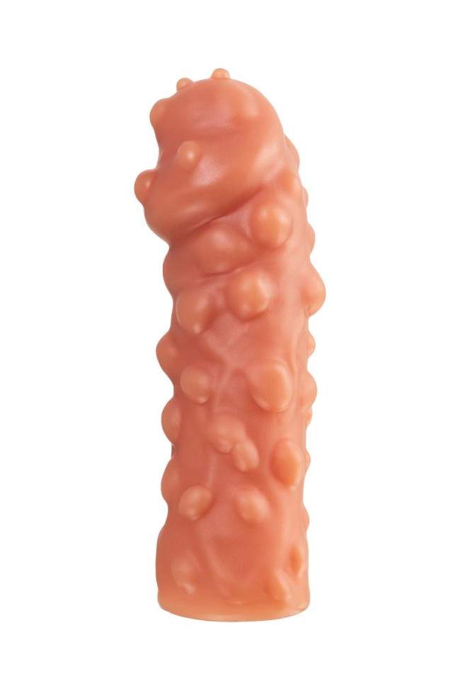 Телесная, покрытая пузырьками насадка на член - 16,5 см. Телесная, покрытая пузырьками насадка на член - 16,5 см.