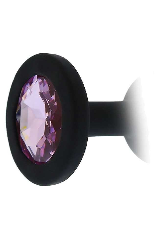 Черная гладкая анальная пробка с розовым кристаллом Silicone Diamond Plug - 7 см. Черная гладкая анальная пробка с розовым кристаллом Silicone Diamond Plug - 7 см.