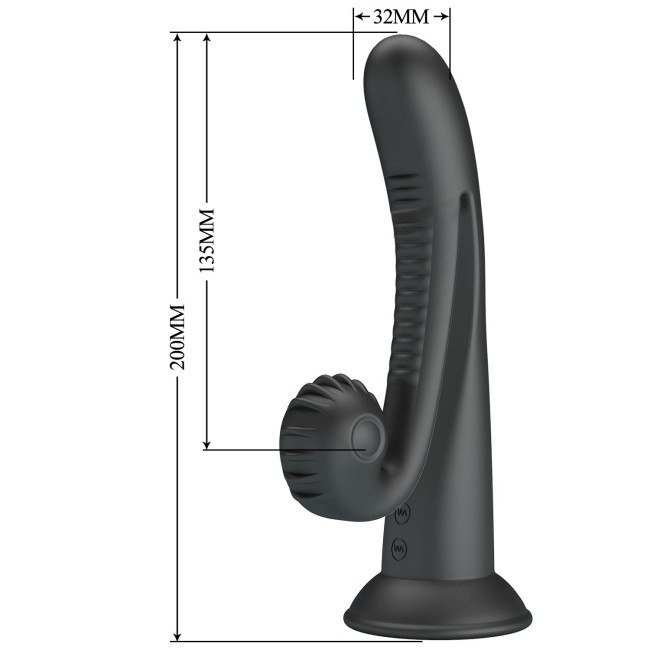 Черный вибратор на присоске с закрученным клиторальным отростком - 20 см. Черный вибратор на присоске с закрученным клиторальным отростком - 20 см.